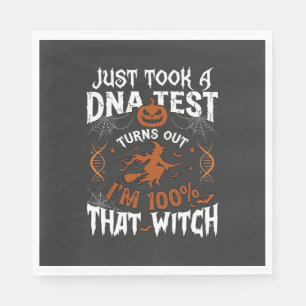 Dna Test Witch Halloween Pumpkin Spider Web Napkin
