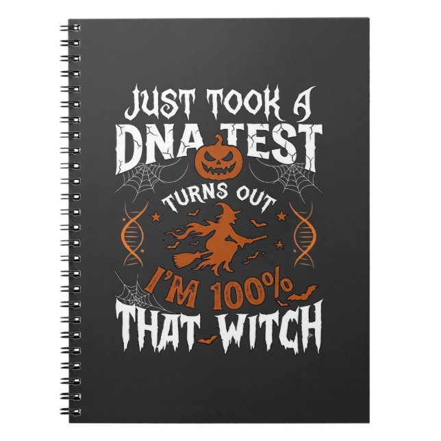 Dna Test Witch Halloween Pumpkin Spider Web Notebook (Front)