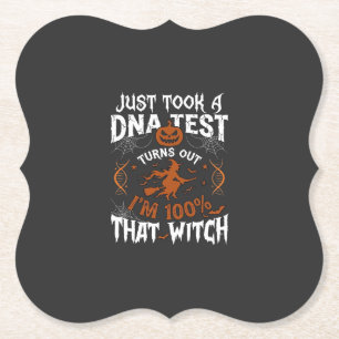 Dna Test Witch Halloween Pumpkin Spider Web Paper Coaster