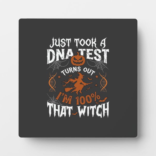 Dna Test Witch Halloween Pumpkin Spider Web Plaque (Front)