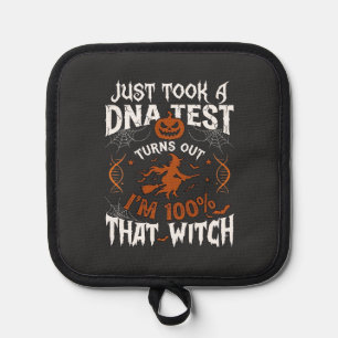 Dna Test Witch Halloween Pumpkin Spider Web Pot Holder