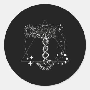 Dna Tree Life Sacred Geometry Cosmic Lance Design  Classic Round Sticker