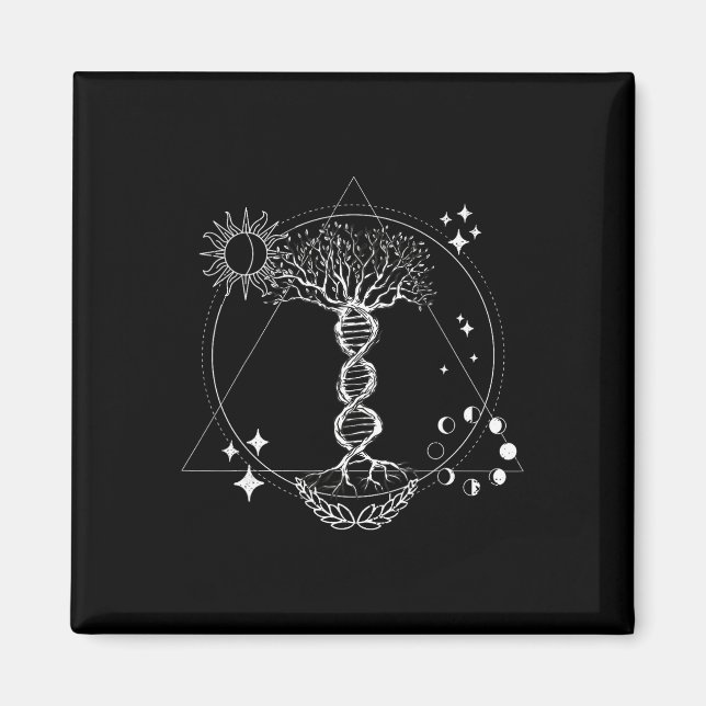 Dna Tree Life Sacred Geometry Cosmic Lance Design  Magnet (Front)
