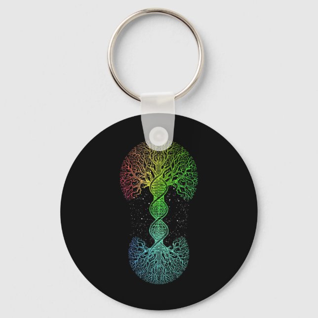 Dna Tree Of Life Science Of Genetics Earth Day Gen Key Ring (Front)