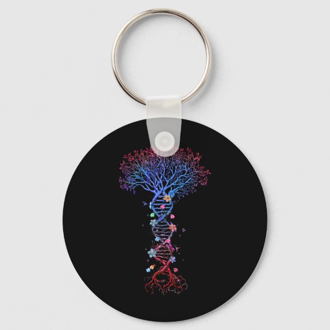 Dna Tree Root Life Genetic Funny Earth Day Awarene Key Ring (Front)