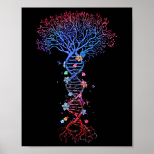Dna Tree Root Life Genetic Funny Earth Day Awarene Poster