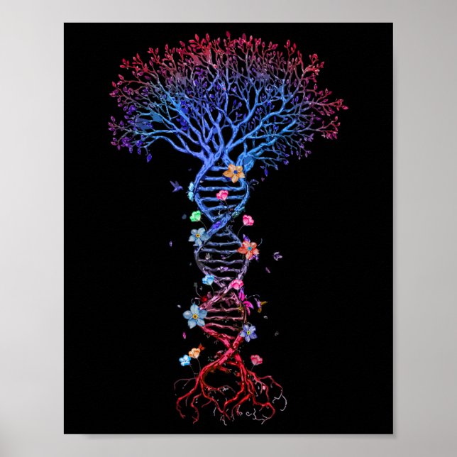 Dna Tree Root Life Genetic Funny Earth Day Awarene Poster (Front)