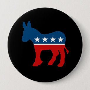 DNC - DEMOCRAT - DONKEY 10 CM ROUND BADGE