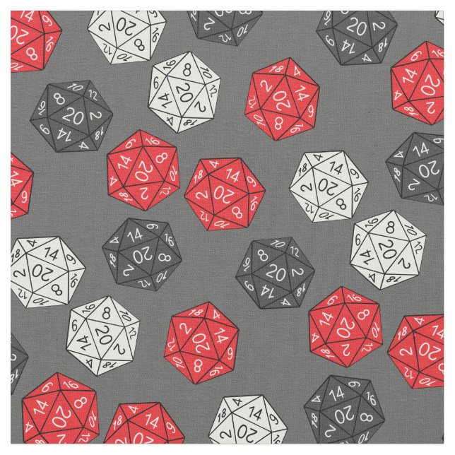 DND 20 Sided Dice Game Dungeons Dragons Fabric (Close Up)