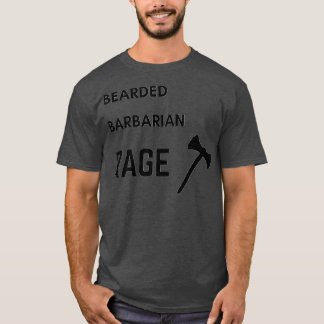 DnD Barbarian Bearded Rage Black Text T-Shirt