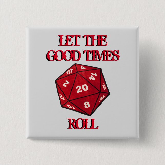 DnD Dice 15 Cm Square Badge (Front)
