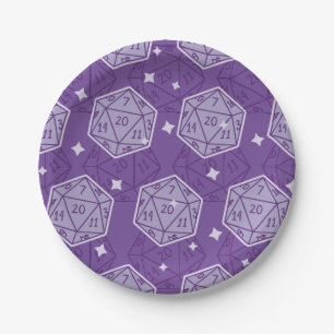 DnD Party Dungeons & Dragons D20 Dice Paper Plate