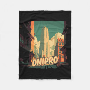 Dnipro Retro Ukraine Vintage Ukrainian Traveling T Fleece Blanket
