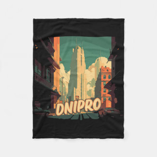 Dnipro Retro Ukraine Vintage Ukrainian Traveling T Fleece Blanket