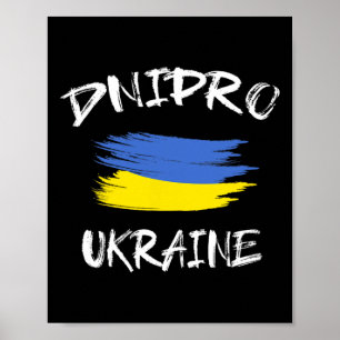 Dnipro Ukraine Souvenir Ukrainian Country Flag Bru Poster