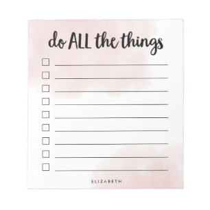 Do All the Things Blush Personalised To Do List Notepad