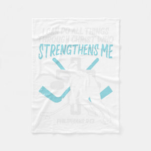 Do All Things Ice Hockey Christian Player Goalie M Fleece Blanket