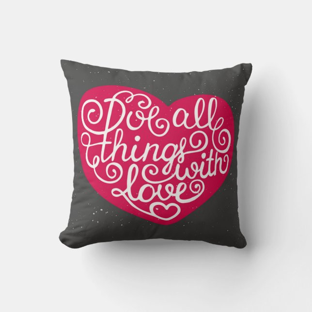 Do All Things With Love Red Cushion (Front)