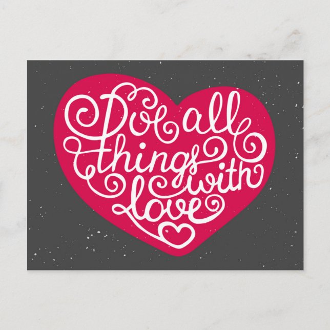 Do All Things With Love Red Postcard (Front)
