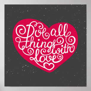 Do All Things With Love Red Poster