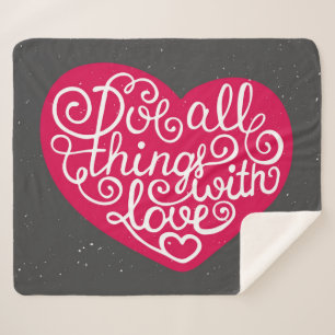 Do All Things With Love Red Sherpa Blanket