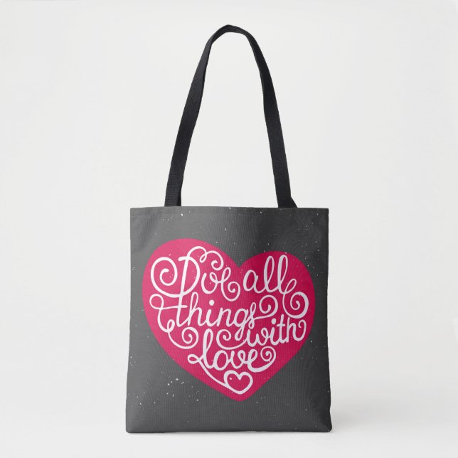 Do All Things With Love Red Tote Bag (Front)