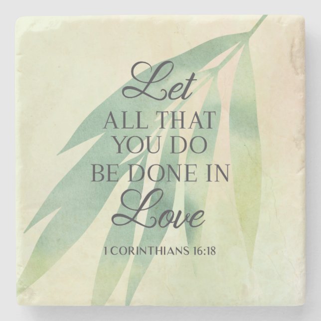 Do All With Love Bible Verse Stone Coaster (Front)