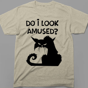Do I Look Amused Funny Grumpy Black Cat T-Shirt