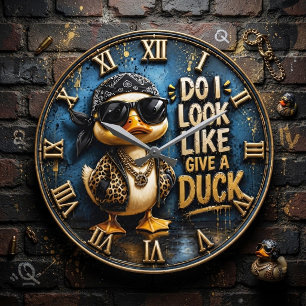 Do I Look Like I Give a Duck Funny Duck Sarcastic Large Clock