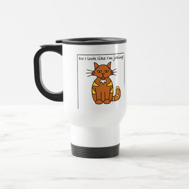 Do I Look Like I'm Joking cartoon cat mug (Left)