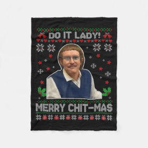 Do It Funny Chit-mas Santa Ugly Christmas Sweater Fleece Blanket