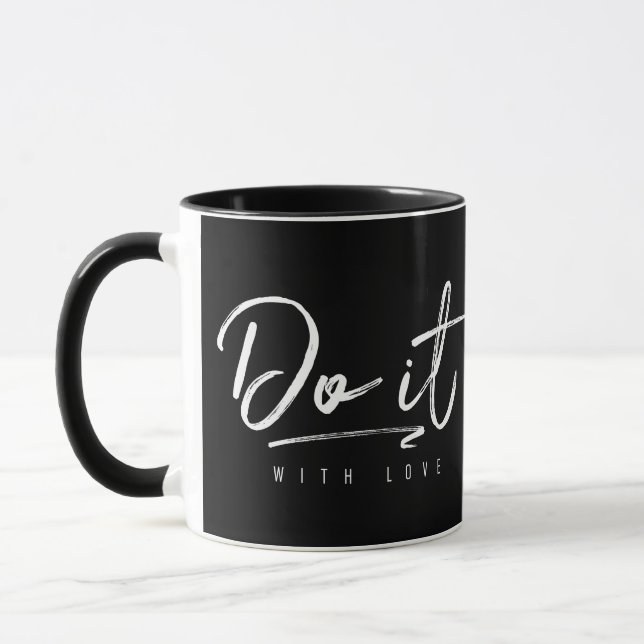 Do It With Love White Custom Background Colour Mug (Left)