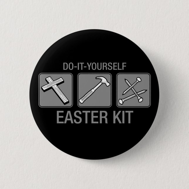 do it yourself easter kit 6 cm round badge (Front)