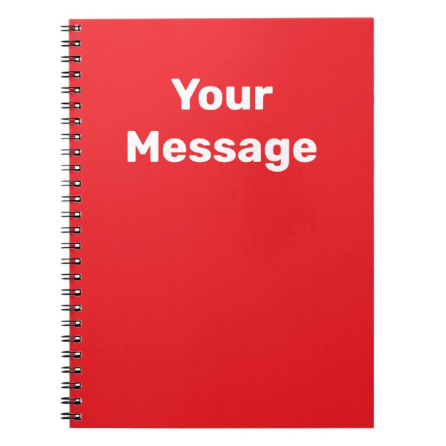 Do It Yourself Red and White Name Text Template Notebook (Front)