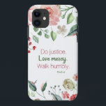 Do Justice Floral Micah 6:8 Case-Mate iPhone Case<br><div class="desc">A soft rose and cream floral watercolor pattern with the verse Micah 6:8  Do justice. Love mercy. Walk humbly.</div>