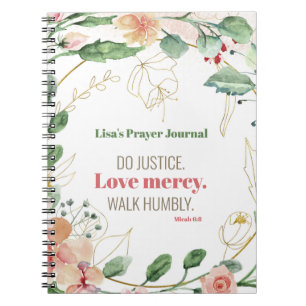 Do Justice Floral Micah 6:8 Personalised Prayer Notebook