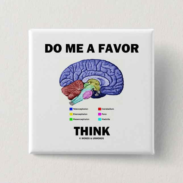Do Me A Favour Think (Brain Anatomy Humour) 15 Cm Square Badge (Front)