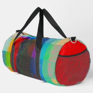 Do More on Electric Starlight Glitch Digital Art Duffle Bag