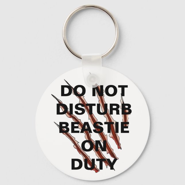 Do Not Disturb Beastie Button Key Ring (Front)