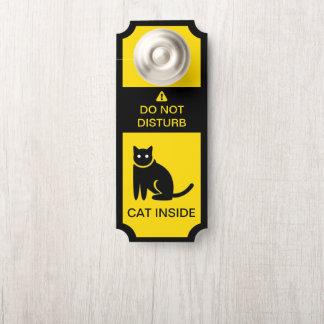 Do Not Disturb Caution Cat Inside Door Hanger