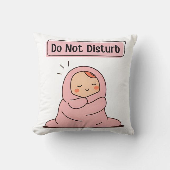 Do Not Disturb – Cute Comic Mood Doodle Cushion (Front)
