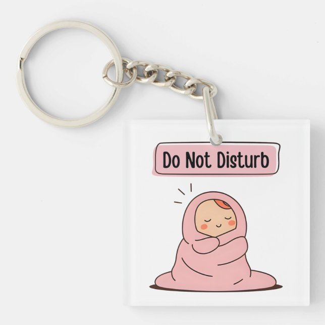 Do Not Disturb – Cute Comic Mood Doodle Key Ring (Front)