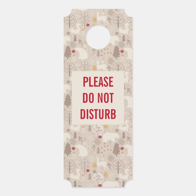 Do Not Disturb Cute Forest Animals Nordic Pattern Door Hanger (Front)