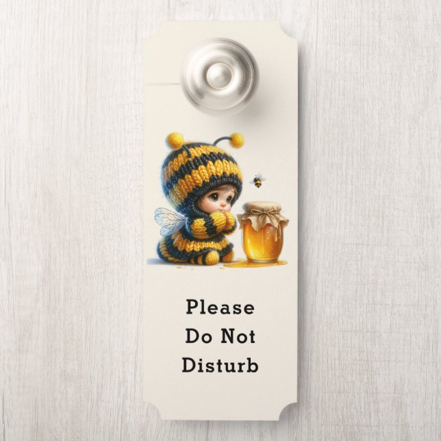 Do Not Disturb Cute Girl in Bee Costume with Honey Door Hanger (On Knob)