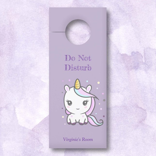 Do Not Disturb Cute Unicorn Purple  Door Hanger (Do Not Disturb Cute Unicorn Purple Door Hanger)