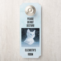 Do Not Disturb Cute White Kitten with Blue Eyes