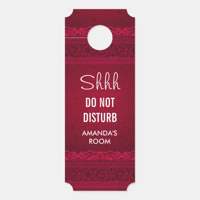 Do Not Disturb Elegant Red Background Stylish Door Hanger (Front)