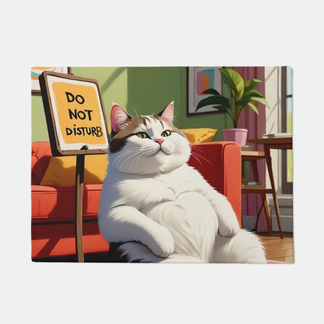 Do not Disturb Fat Cat Funny  Doormat (Front)