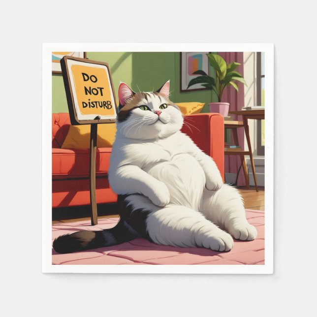 Do not Disturb Fat Cat Funny  Napkin (Front)