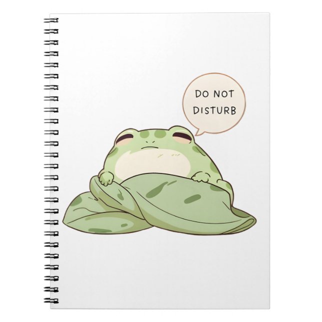 Do Not Disturb Frog Sleepy Kawaii Design Notebook (Front)